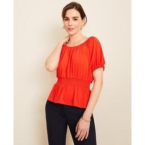 NWT Ann Taylor Red Convertible Smocked Waist Top Size Medium